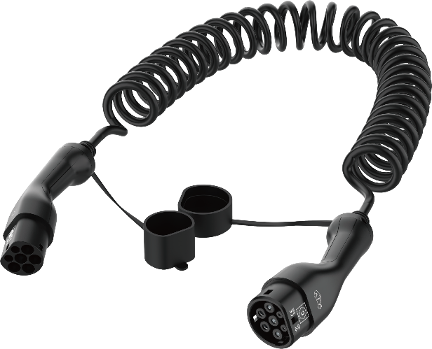 PowerTech Type 2 Coiled AC EV Charging Cable 7M Three-Phase 32A 22kW