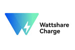 Wattshare Charge logo with a blue and green triangle on a white background
